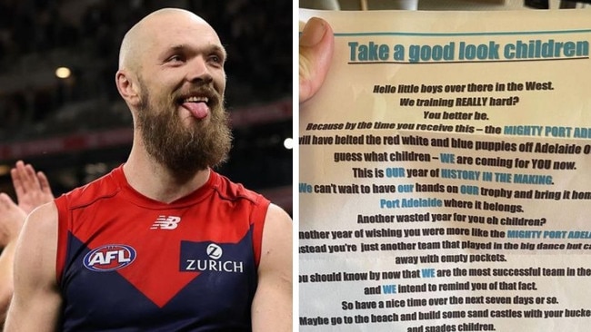 Max Gawn received some fan mail from an overconfident Port Adelaide fan.