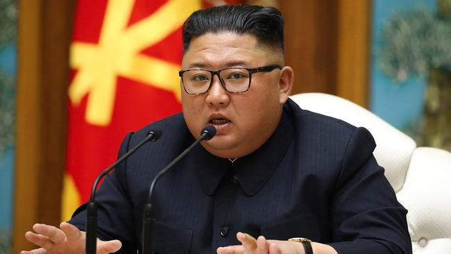Kim Jong-un presides over a meeting in Pyongyang on Saturday. Picture: KCNA via AFP