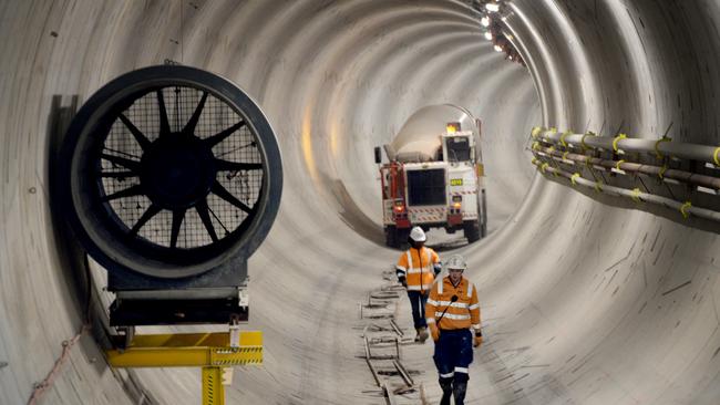 Construction work continues ahead of schedule at the Arden Metro Station site in North Melbourne. Picture: NCA NewsWire / Andrew Henshaw