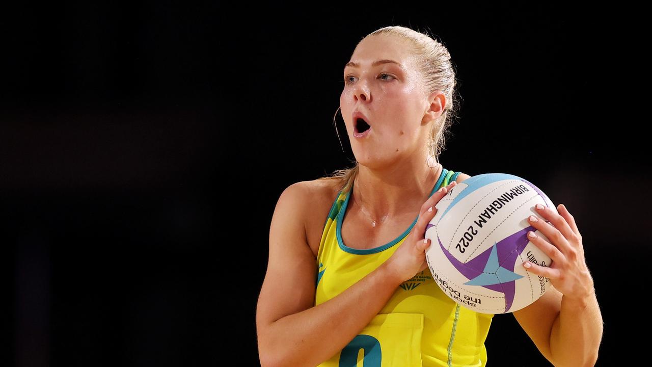 Kate Moloney in action against Barbados. (Photo by Mark Kolbe/Getty Images)