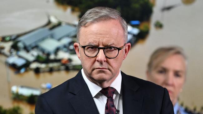 Prime Minister Anthony Albanese during a press conference at the Kedron Emergency Centre, regarding the response to Cyclone Jasper in northern Queensland. Picture: Dan Peled / NCA NewsWire