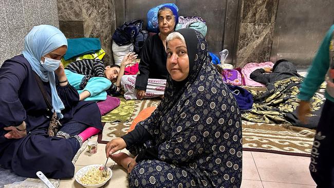 A group of women seeking shelter at Al-Shifa hospital in Gaza City. Picture: AFP