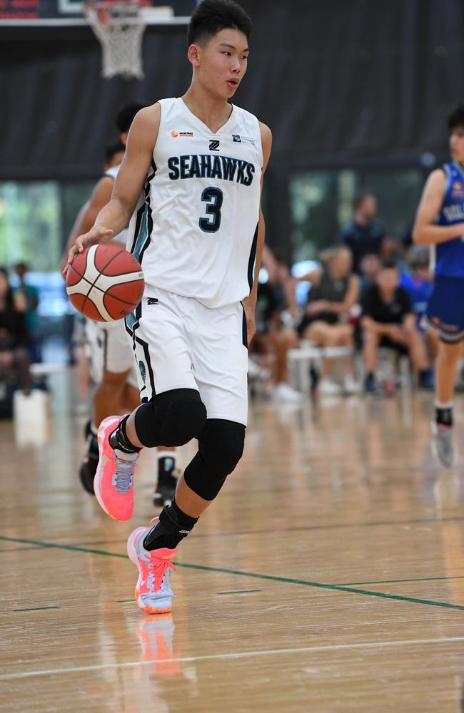 North Gold Coast Seahawks big man Mitchell Chen. Picture: Highflyer Images/Basketball Queensland