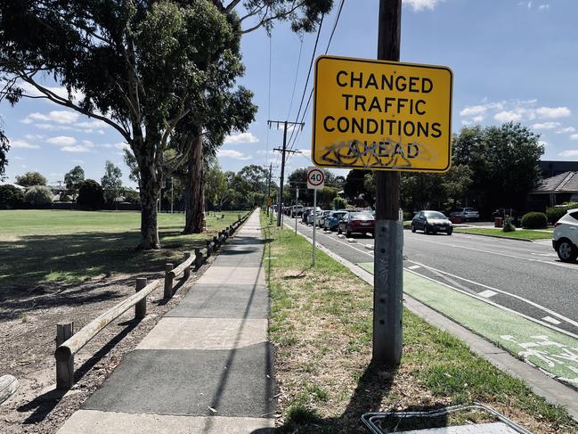 A pop-up bike lane on Kent Rd has caused a stir for residents in Pascoe Vale. Picture: Adam Daunt