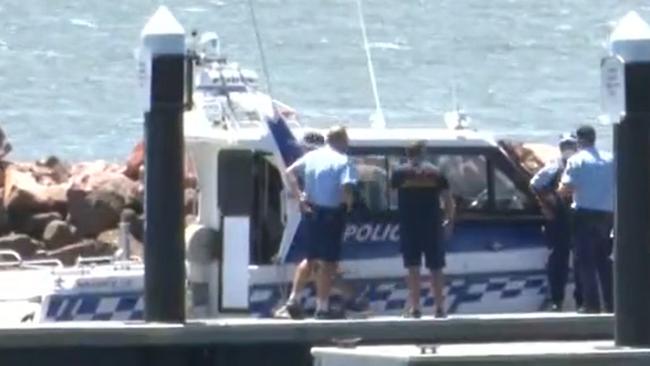 Police at the scene yesterday. Picture: 7News