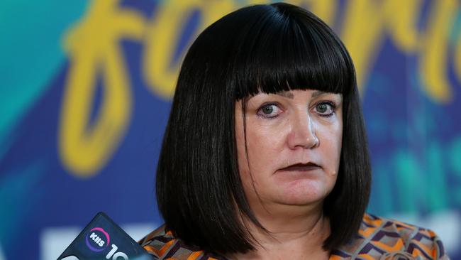 SYDNEY, AUSTRALIA - MAY 17: Rugby Australia Chief Executive Raelene Castle speaks to the media during a Rugby Australia press conference at Rugby HQ with an update on the Israel Folau hearing on May 17, 2019 in Sydney, Australia. Castle announced that Rugby Australia have terminated Folau's contract. (Photo by Don Arnold/Getty Images)