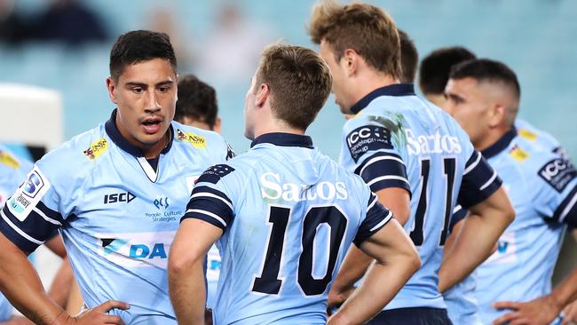 SYDNEY, AUSTRALIA - MARCH 27: Lalakai Foketi of the Waratahs looks dejected after a try during the round 6 Super RugbyAU match between the NSW Waratahs and the Queensland Reds at Stadium Australia, on March 27, 2021, in Sydney, Australia. (Photo by Mark Kolbe/Getty Images)