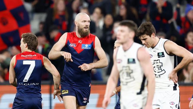 The first quarter of the game between Carlton and Melbourne may be replaced from the big screen at the MCG on Saturday night. Picture: Michael Willson/AFL Photos via Getty Images