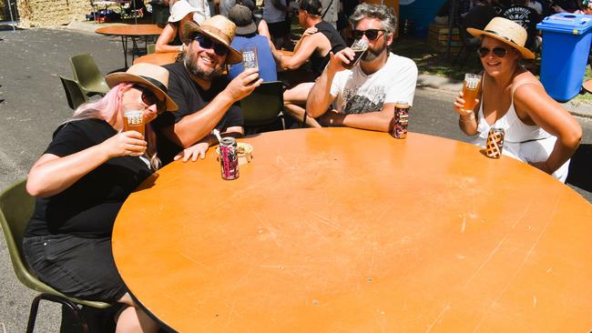 The Gippsland Beer Fest in Tinamba on Saturday, November 16, 2024: Kim Beales, Luke Hodgers, Michael Morgan and Shayna Millar. Picture: Jack Colantuono