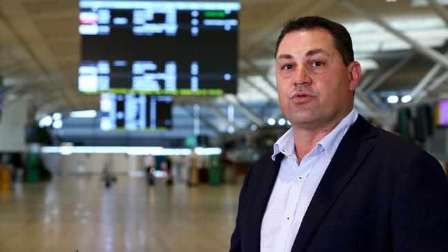 Brisbane Airport Corporate aviation executive manager Jim Parashos fears cumbersome conditions on interstate and international travellers will delay any tourism recovery in Queensland. Picture: David Clark