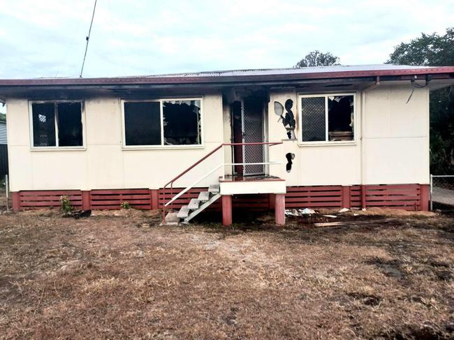 A house on Collins St, Biloela, destroyed by fire.