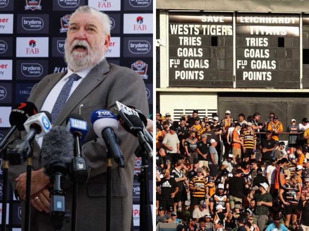 Shane Richardson and Wests Tigers fans at Leichhardt Oval. Photos: News Corp and Getty Images