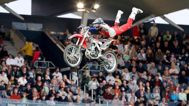 Nitro Circus at Kardinia Park on March 7, 2022. Stunts, crowd reactions, fireworks, plenty of colour. Picture: Mark Wilson