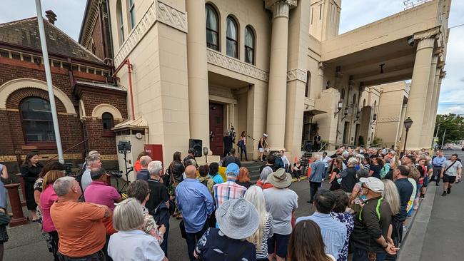 Dozens of concerned citizens gathered at the town hall to protest the changes. Source: Yarra Residents Collective