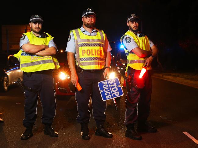 NSW Police conducting a Random Breath Testing operation at the corner of Bunnarang Rd - Matraville. Senior Constable Adem Haskara, Senior Constable Joe Halloran and Senior Constable Ricky Colbron.