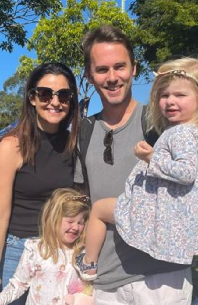 Fiona and John with Orla, 5, and Maeve, 2, at the Sunshine Coast Agricultural Show 2023.