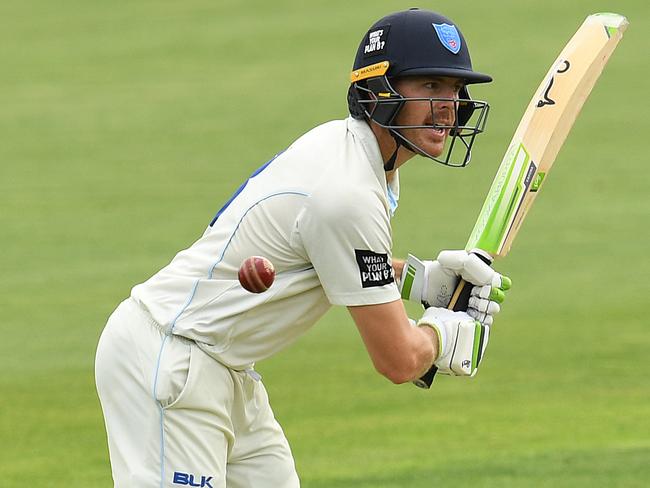 Blues batsman Daniel Hughes during day 1 of the Round 10 Sheffield Shield cricket match between Tasmania and New South Wales at Blundstone Arena. Picture: AAP/Dave Hunt