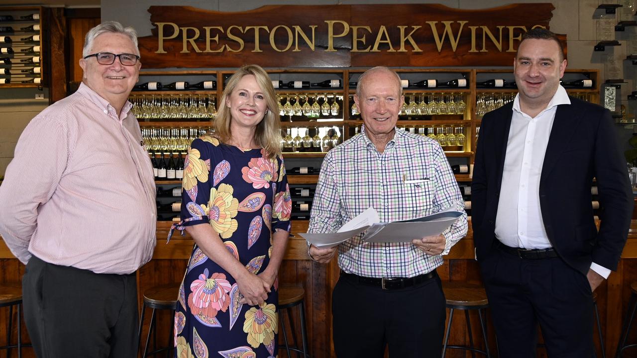 Preston Peak Wines. Promotion for fundraiser with funds going to Sunrose Way. Mark Osborne, Louise Sanderson, Jeff Prebble, Rick Osborne