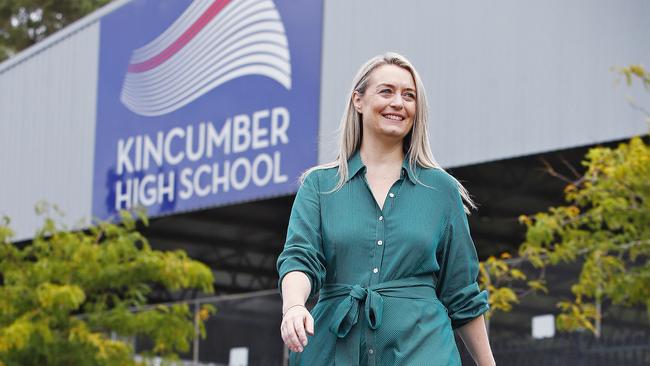 Jodie Haydon outside her highschool in Kincumber. Picture: Sam Ruttyn.