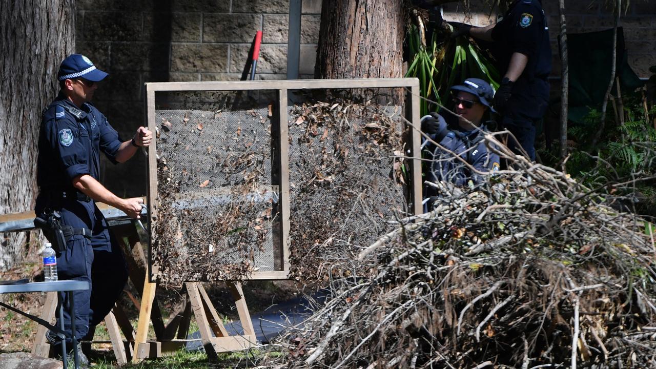 NSW Police used giant sieves to filter through soil at the property. Picture: AAP Image/Mick Tsikas