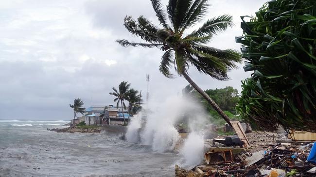 In 2019 freak waves hit the shore in Majuro, the capital city of the Marshall Islands and more than 200 people were forced to flee their homes. Picture: Hilary HOSIA / AFP