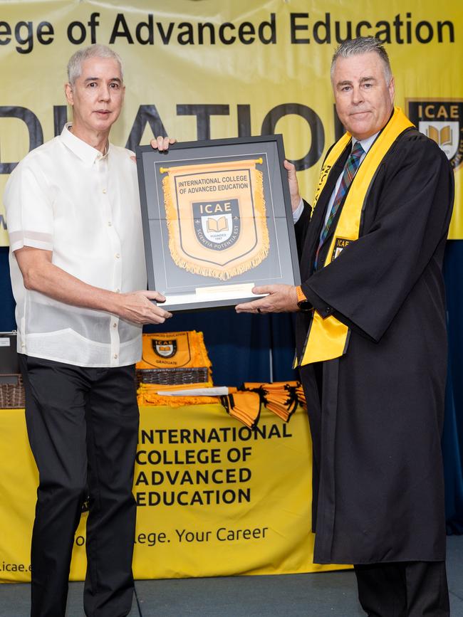 Governor Eugenio Jose Villareal Lacson and Sean Mahoney Chief executive at the International College of Advanced Education Graduation, May 2025. Picture: Pema Tamang Pakhrin