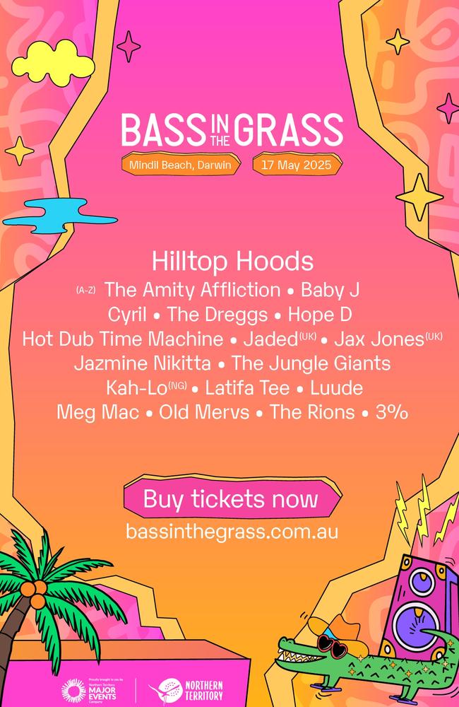 Darwin’s biggest music festival BASSINTHEGRASS revealed a stacked line-up on Thursday morning. Photo: Supplied