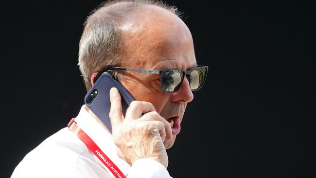 Andrew Westacott speaks on the phone ahead of the Formula 1 Australian Grand Prix 2020 at the Albert Park Circuit. Picture: Scott Barbour