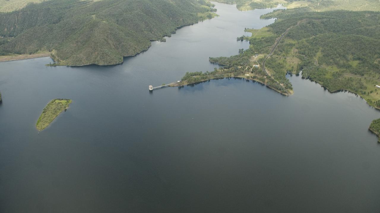 Aerial photograph of Lake Cressbrook. Photo Kevin Farmer / The Chronicle Helicopter services courtesy of Heliwest Group