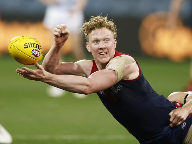 Clayton Oliver was immense for the Demons, registering 39 disposals. (Photo by Daniel Pockett/Getty Images)