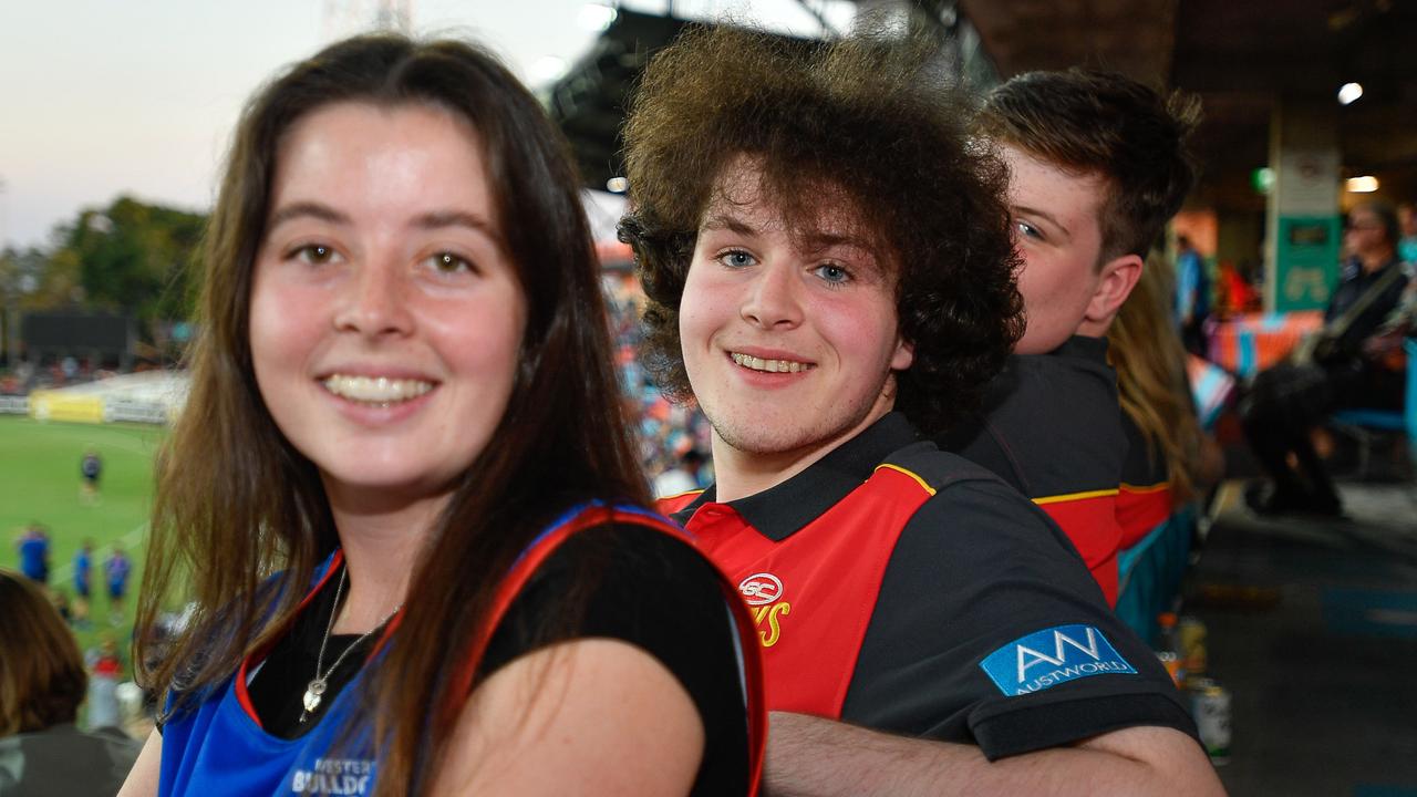 Bree Spinner and Callum Nicholson at the Gold Coast Suns match vs Western Bulldogs at TIO Stadium. Pic: Pema Tamang Pakhrin