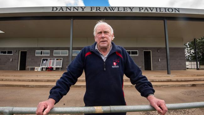 Club legend Jim O'Keefe at the Bungaree Football Club, where Danny played as a youngster. Pic: Jay Town