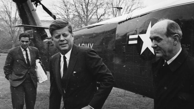 Richard Goodwin (far left) on the White House lawn with president John F. Kennedy and secretary of state Dean Rusk in 1962. Picture: John F. Kennedy Presidential Library and Museum