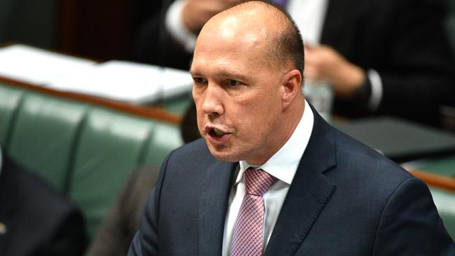 Minister for Home Affairs Peter Dutton during Question Time today. Picture: Mick Tsikas/AAP