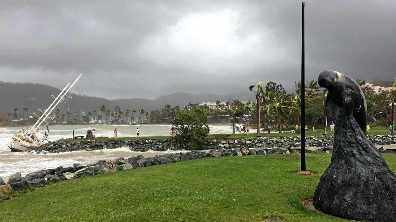 DANGEROUS DELUGE: The aftermath of Cyclone Debbie in Airlie Beach where it crossed the coast on Tuesday. Authorities are warning heavy rain is heading this way. Picture: Peter Carruthers