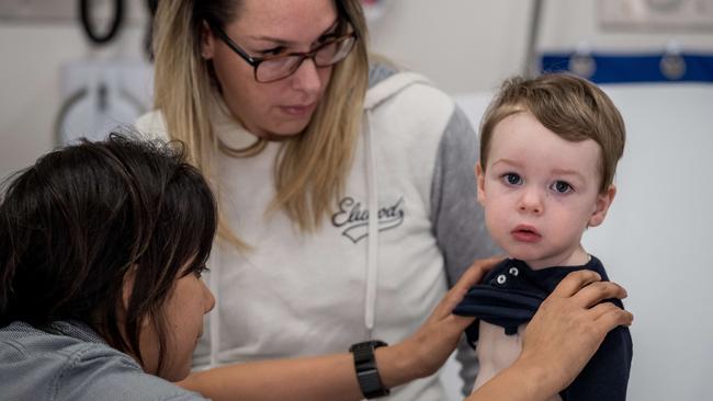 Vance’s current shortness of breath is still horrifying for parents J’nae and Ben. Picture: Jake Nowakowski