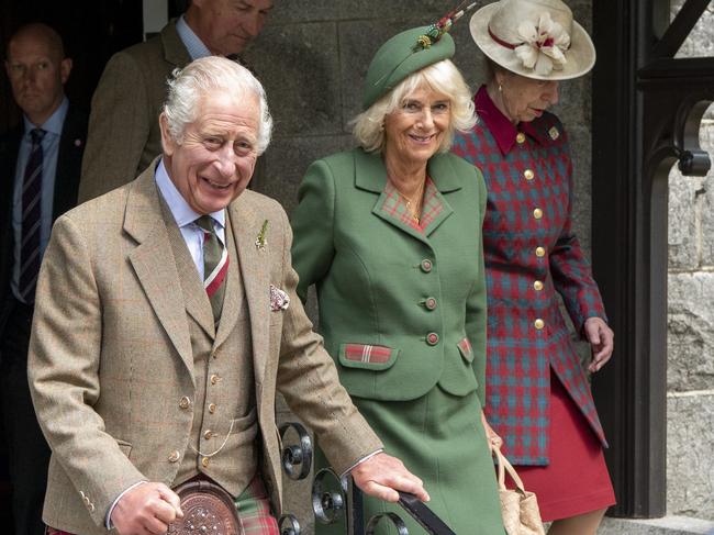 King Charles III, Queen Camilla, and Princess Anne, attend church at Balmoral. Picture: Getty Images