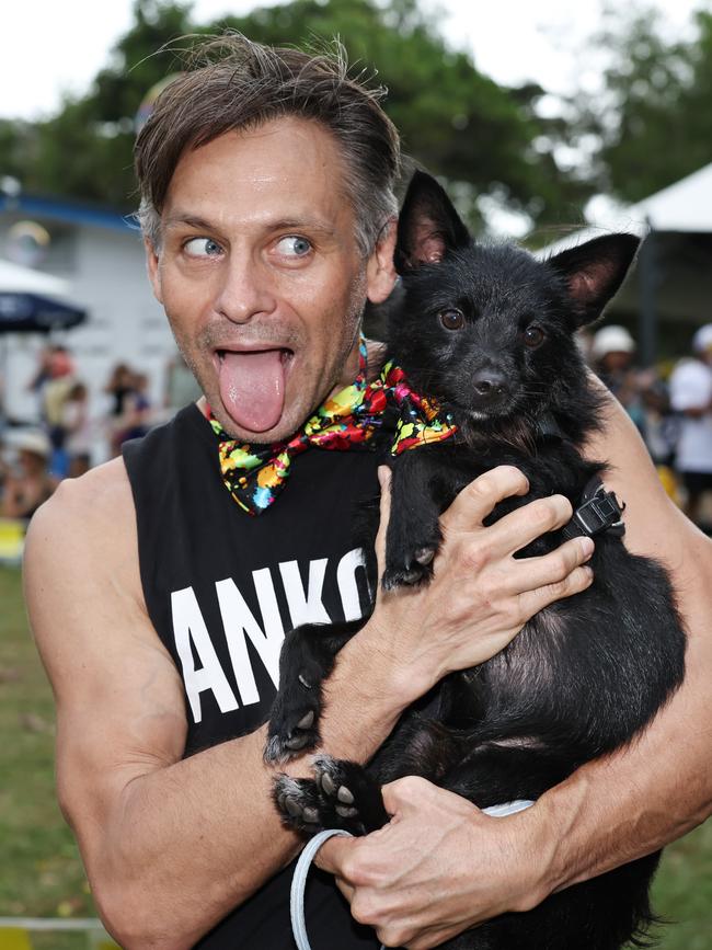 Jeremy Lebeuf and Chilli attended the dog show at Port Douglas Carnivale's family beach day, held on Four Mile Beach and the Port Douglas Surf Lifesaving Club. Picture: Brendan Radke