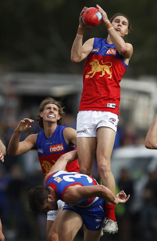 Eric Hipwood took a huge hanger for the Lions. Picture: Getty Images