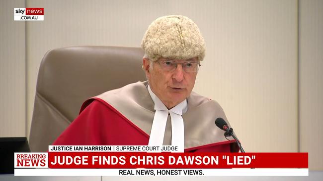 Justice Ian Harrison delivers the verdict on Chris Dawson. Picture: Sky News