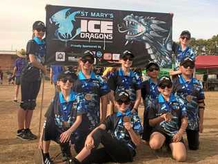 Ice Dragons team mates Alexandrea Rossiter, Anneka Haman, Chelsea Campbell, Jorja Sessarago, Jacky Ruan, Abbey Mugford, Jearen Rivero, Grace Riley, Blake Jeffery and Chenoah Thomas (not pictured).