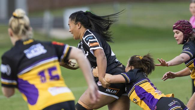 Antonia Vito of Oakey takes on the Gatton line. Picture: Kevin Farmer