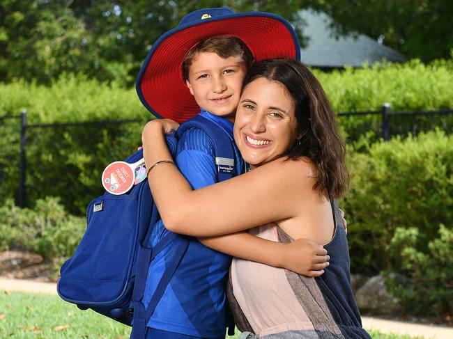 Ivy Trueman with her son Darcy, 5, who is ready to start Prep at Marian Catholic School. Picture: Shae Beplate.