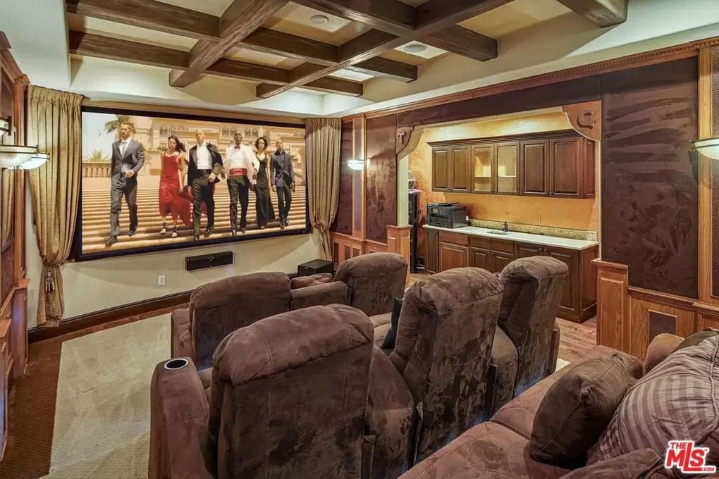 The lavish home theatre where you can check out one of Tyrese’s films. Picture: Realtor