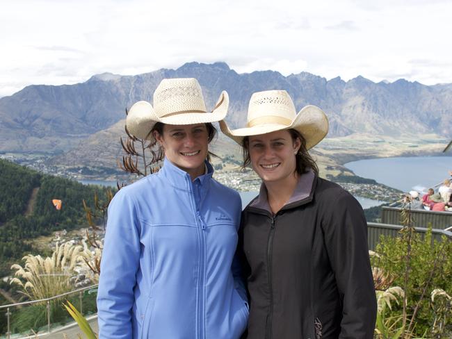 Travel Guides' cowgirl twins Stack and Mel in Queenstown. Picture: Channel 9