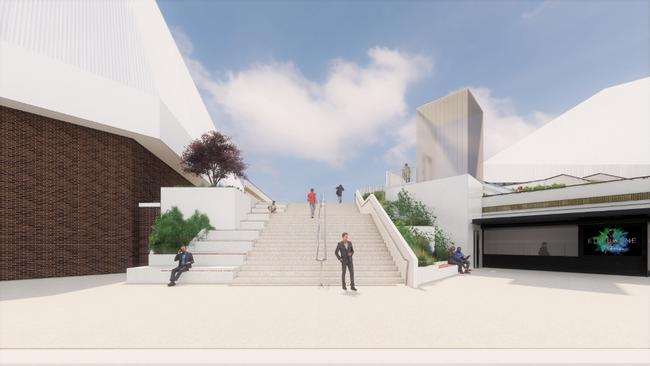 Stairs and a lift would replace the old switchback ramps at the Adelaide Festival Centre. Picture: Supplied