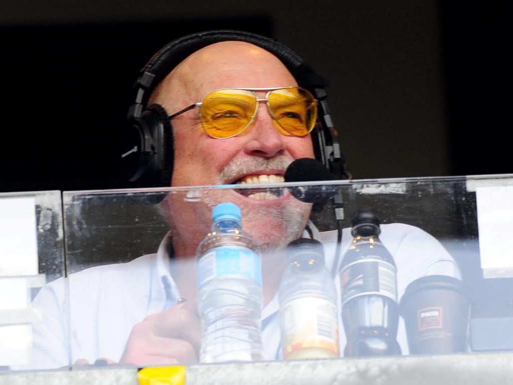 Rex Hunt in the 3AW commentary box at the MCG.