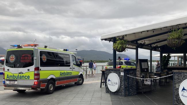 Paramedics at the scene of a "medical incident" at Cairns Marlin Marina. Picture: Sally Boxall