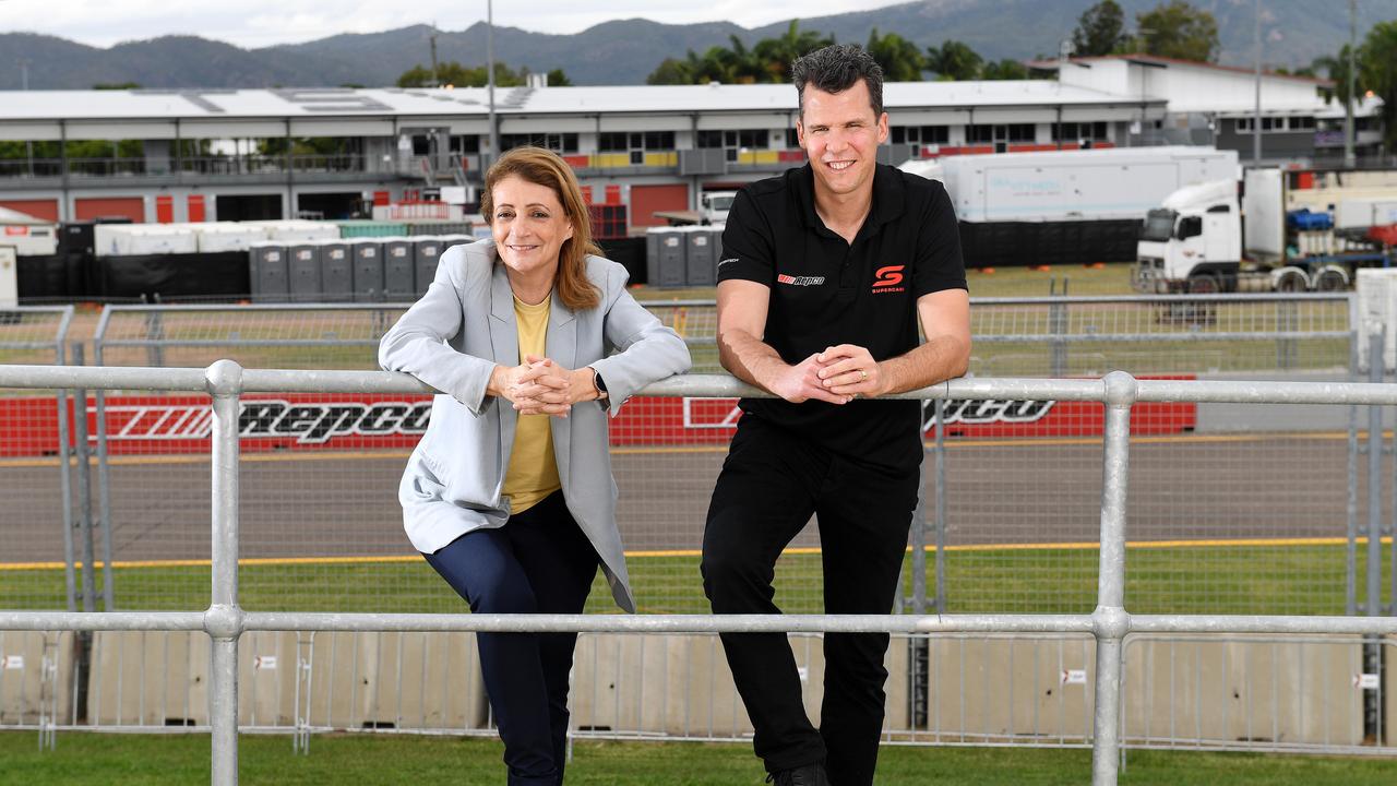 Motoring enthusiast and Townsville mayor Jenny Hill with Supercars Event Manager Matt Ramsden. Picture: Shae Beplate.