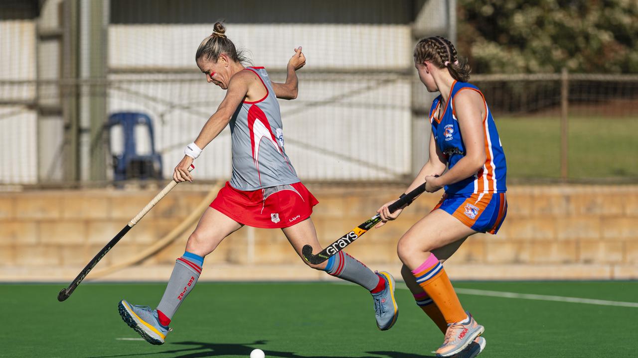 Jess Burke of Red Lion vs Newtown in A2 Women's Toowoomba Hockey grand final at Clyde Park, Saturday, September 7, 2024. Picture: Kevin Farmer